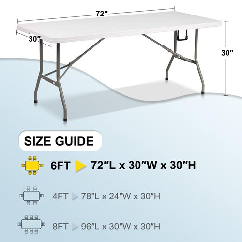 ABCCANOPY 6 ft Spandex Table Cover Open Back Fitted Tablecloth Stretch Washable Tablecover Table Topper for Rectangle Tables White