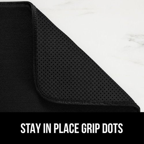 GORILLA GRIP Microfiber Dish Drying Mat - Ultra Absorbent & Slip Resistant | Quick Dry, 18x16 Inch, Black