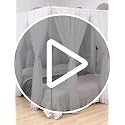 Bed Canopy Curtains with Star Lights - 8 Panel White Tulle Drapes (Full/Queen)