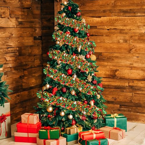 50ft Thick Metallic Christmas Tinsel Garland for Holiday & Party Decor