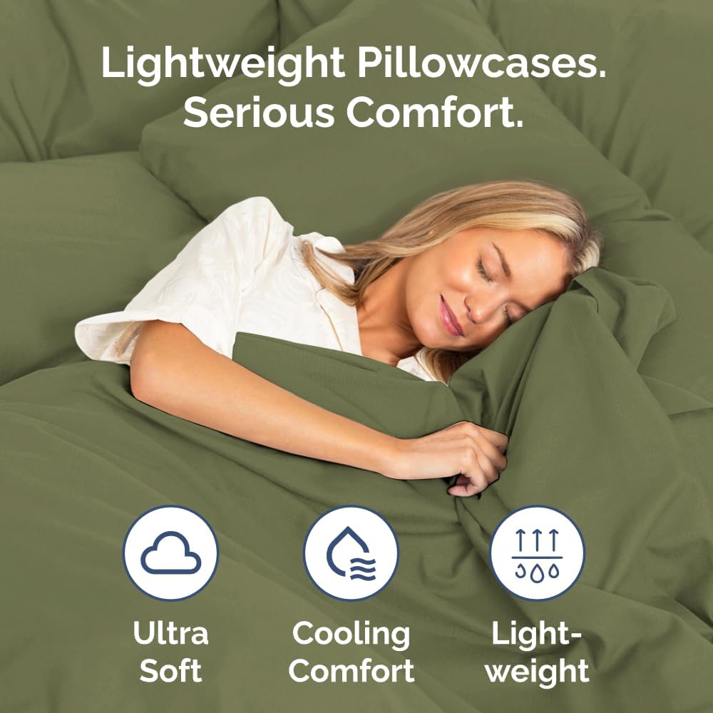 Skiennix Standard Pillow Cases Set of 4 | Ultra Soft Hotel Quality Covers - Machine Washable Sage Green