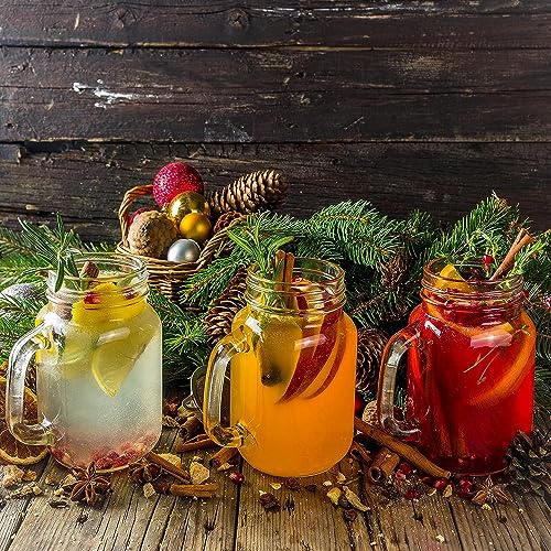 16oz Mason Jar Mugs with Handles and Lids - Set of 12 Glass Drinking Cups