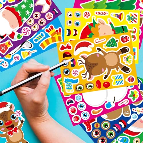 Christmas Mix and Match Stickers for Kids - Make Your Own Holiday Characters, 32 Sheets