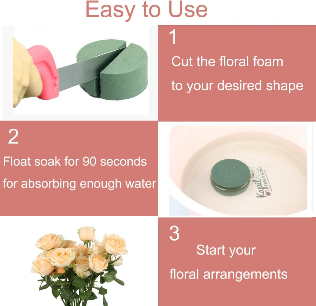 Skiennix Floral Foam - 6 Pack Round 3" Green Wet & Dry Foam for Fresh & Artificial Arrangements