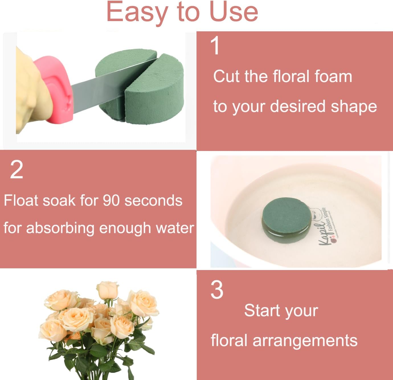 Skiennix Floral Foam - 6 Pack Round 3" Green Wet & Dry Foam for Fresh & Artificial Arrangements