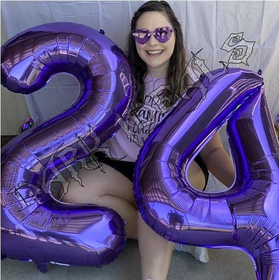 Purple Number 14 Balloon - 40 Inch Birthday Decoration for 14th Year Celebrations