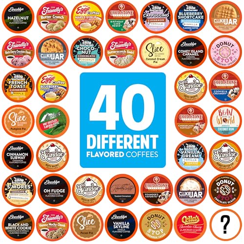 Flavored Single Serve Coffee Pods Assorted Variety Pack, 40 Count