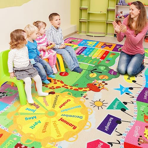 Educational Kids Play Rug 4x6, Alphabet & Animal Learning Play Mat