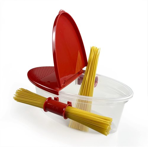 Microwave Pasta Boat with Strainer - Cooker for Rice, Vegetables, Chicken