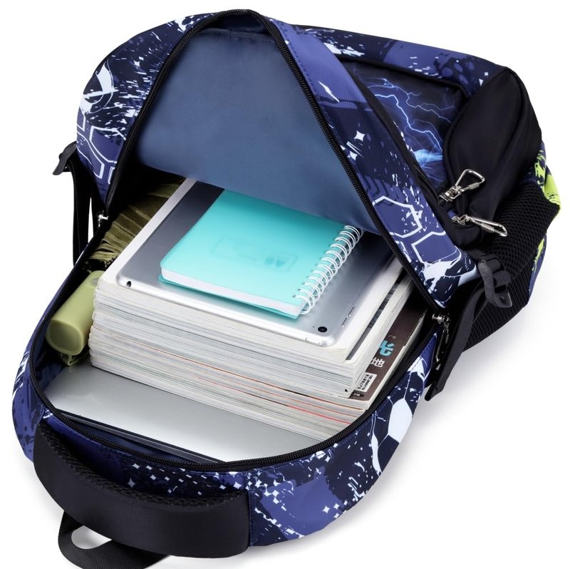 Boys Backpack for Elementary Kids Bookbag Middle School Bags Heavy Duty Soccer Laptop Durable Waterproof 18 In (1-Black)