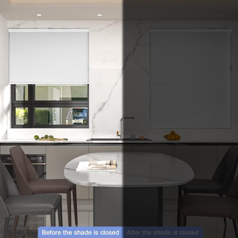 MYshade Cordless Cellular Window Shades No Tools No Drill Blackout Blinds for Indoor Windows Size 35" Wide X 72" Height White Room Darkening Window Blinds for Bedroom, Bathroom, Kitchen, Living Room