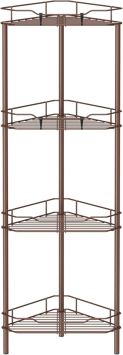 HuggieGems Corner Shower Caddy Organizer - 4 Tier Floor Standing Shelf with Hooks | Stylish Bathroom Storage