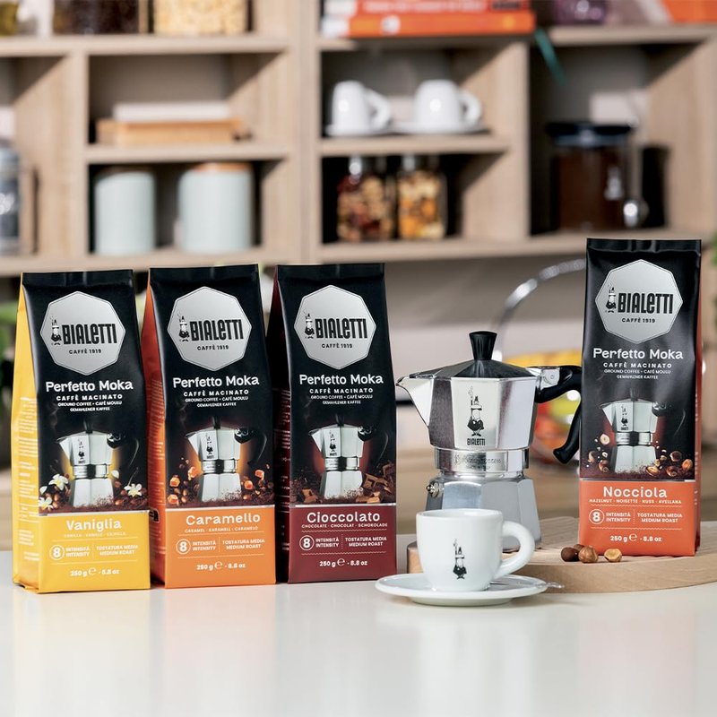 Bialetti - Perfetto Moka Cioccolato: Medium Roasting Ground Coffee, Chocolate Aroma, 8.8 Oz - 250g, Bag with Flavour-Saving Valve