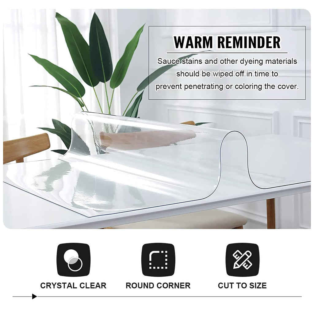 Royhom Clear Table Protector 40 x 60 Inch - 2mm Thick Plastic Table Cover, Clear Table Cover Protector Rectangle, Waterproof PVC Desk Mat for Coffee Table, Writing Desk, Dining Room, Dresser