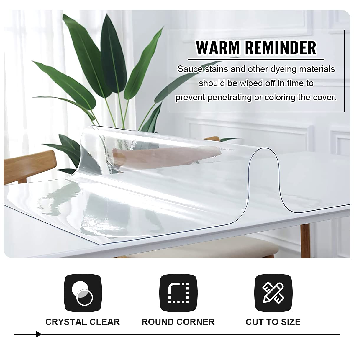 Royhom Clear Table Protector 40 x 60 Inch - 2mm Thick Plastic Table Cover, Clear Table Cover Protector Rectangle, Waterproof PVC Desk Mat for Coffee Table, Writing Desk, Dining Room, Dresser