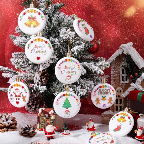 Syhood 60 Pcs 2.36'' DIY Christmas White Flat Ball Ornaments Matte Discs