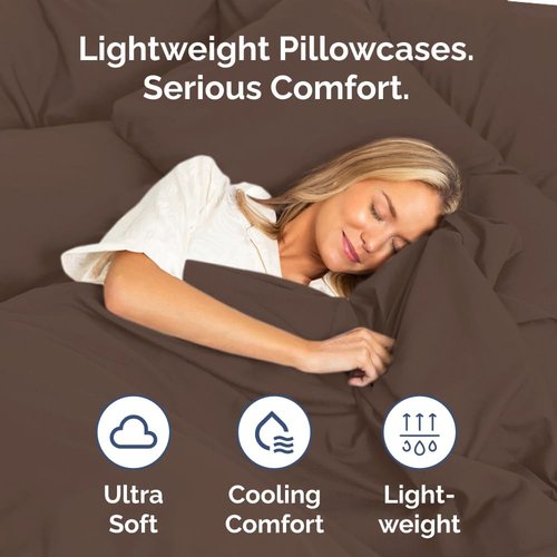 King Pillow Cases by [Brand Name] - Ultra Soft Hotel Quality Covers | Wrinkle-Free & Stain Resistant - 4 Piece Set in Brown