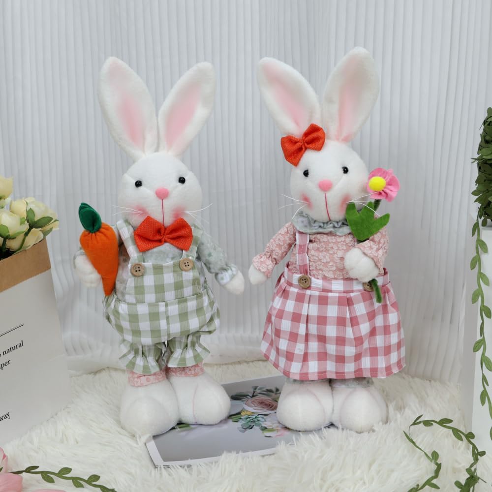Skiennix Easter Bunny Decoration - Stretch Legs Figurine for Home & Office | Pink Spring Decor