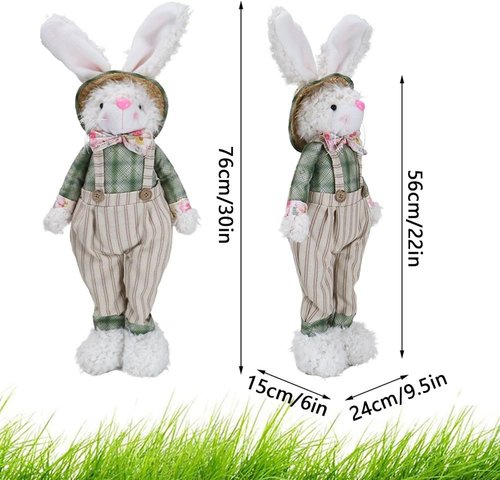 LYFJMUS Easter Bunny Decorations - 30-Inch Large Standing Rabbit Statues for Spring Home Decor | 2-Pack