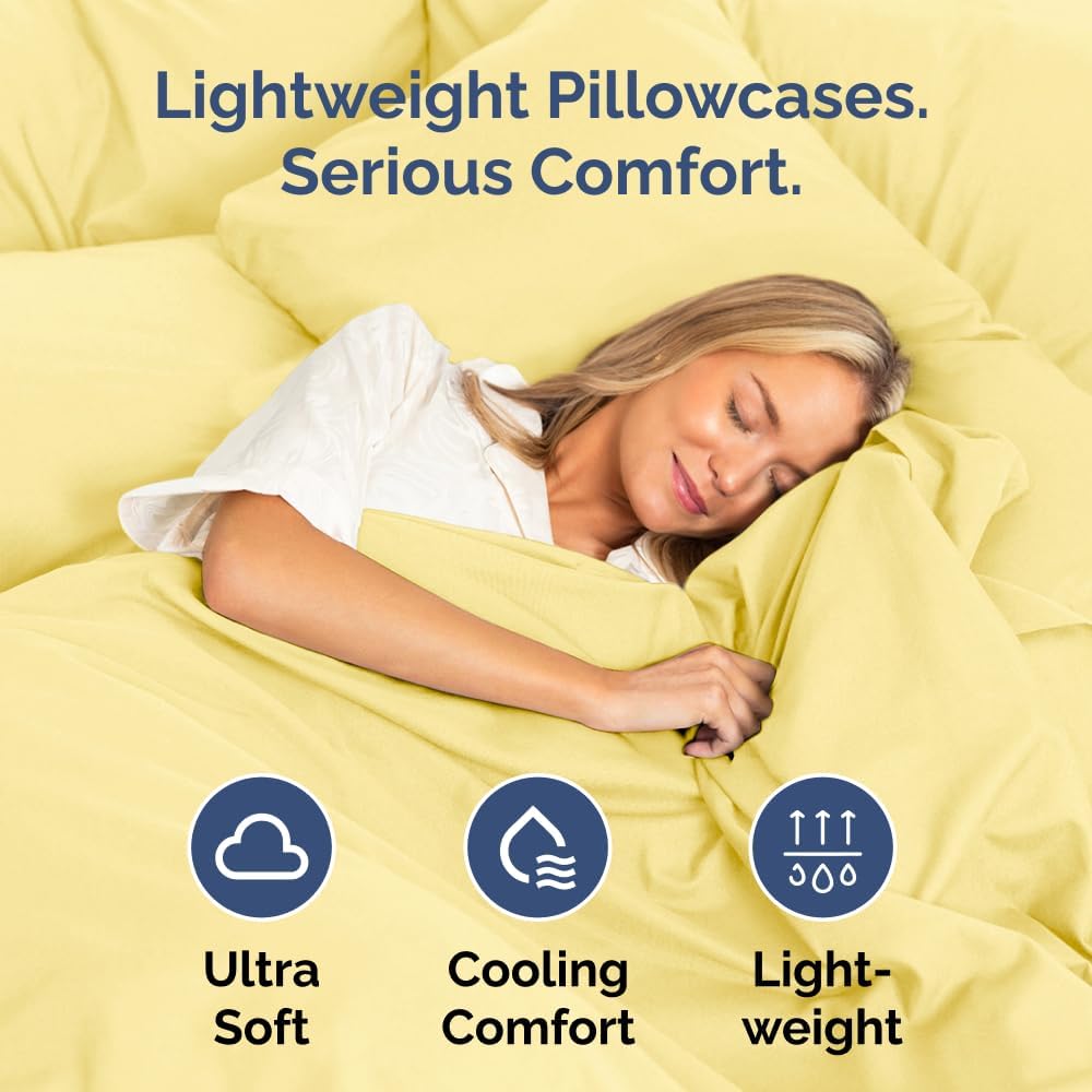 Skiennix Body Pillowcases Set of 2 | Soft 20x54 Long Pillow Covers for Side Sleepers - Wrinkle-Free, Machine Washable, Yellow