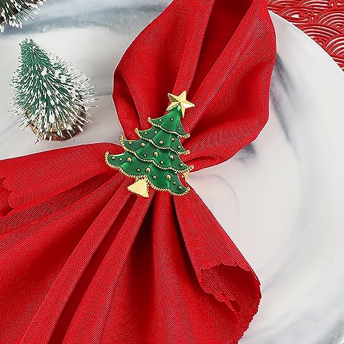 Emivery Set of 8 Christmas Tree Metal Napkin Rings Holiday Table Decor