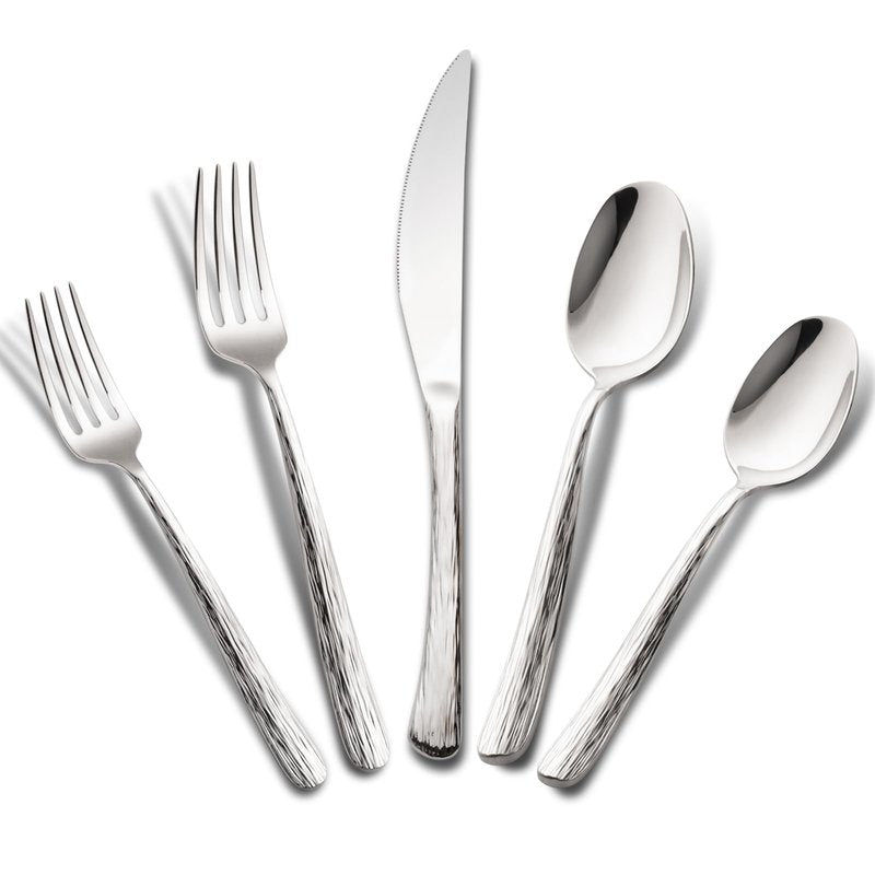 Aisoso 60-Piece High-End Silverware Set with Stone Patterned Handle Mirror Finished Stainless Steel Serving Utensils for 12, Durability and Dishwasher Safe for Home, Restaurant, Weddings