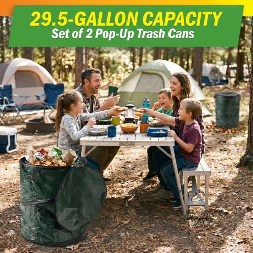 29.5-Gallon Pop-Up Outdoor Garbage Can Set of 2 Collapsible Trash Bins