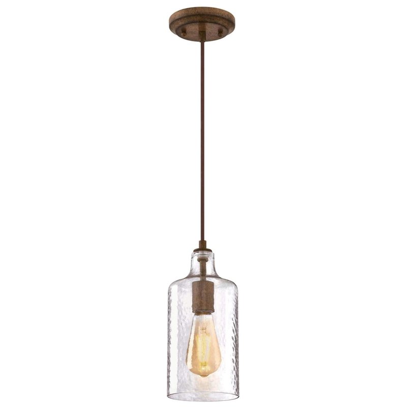 Westinghouse Lighting 6371300, Barnwood Finish with Clear Textured Glass Carmen One-Light Indoor Mini Pendant, one Size