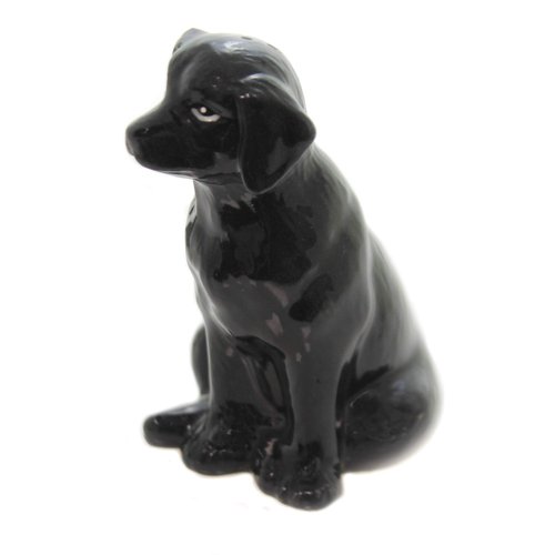 Fine Ceramic Black Labrador Dog Salt & Pepper Shakers Set, 3-3/4" H