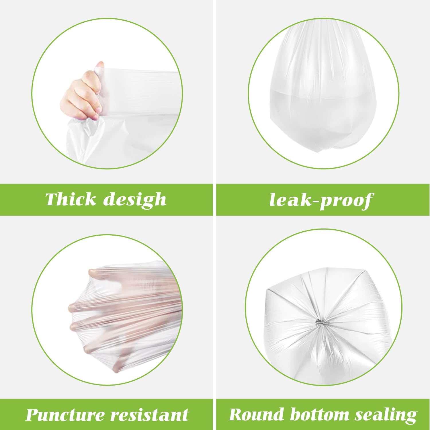 Teivio Small Trash Bags - 4 Gallon Garbage Bin Liners | 200 Count Clear Plastic Bags for Home & Office