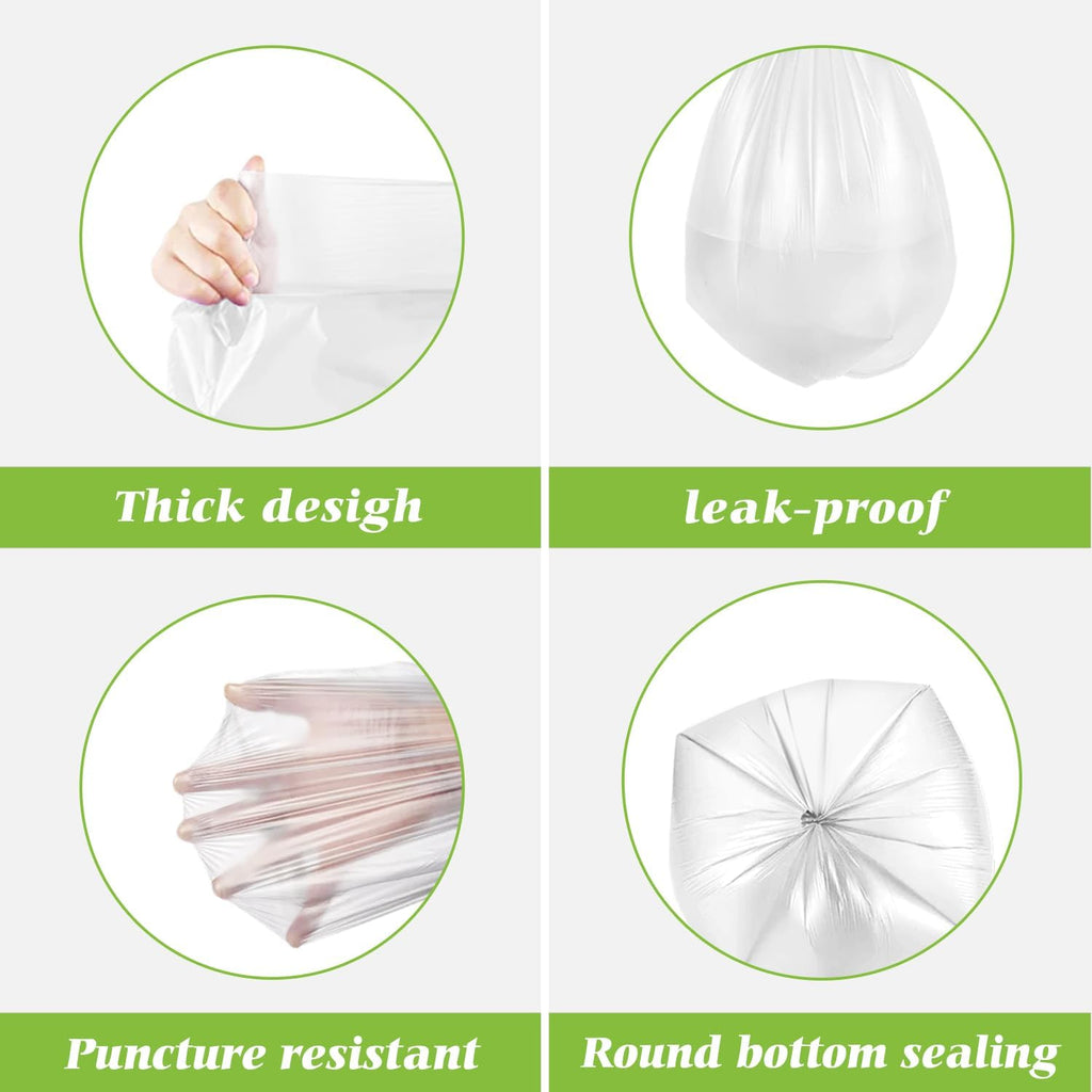 Teivio 8 Gallon Unscented Trash Bags - 300 Count Thick Plastic Liners for Home & Office | Clear