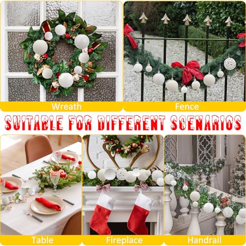 Yunsailing 100 Pcs Christmas Ball Ornaments Baubles - White (3 Sizes) Matte/Shiny/Hollow/Glitter