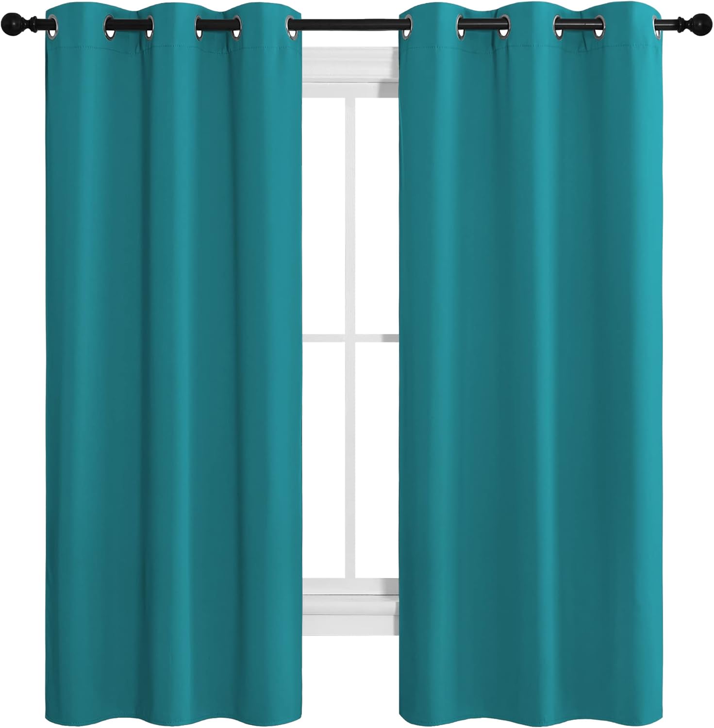 NICETOWN Blackout Curtains - Thermal Insulated Room Darkening Panels for Bedroom | Peacock Teal, 68" Length (2 Pieces)
