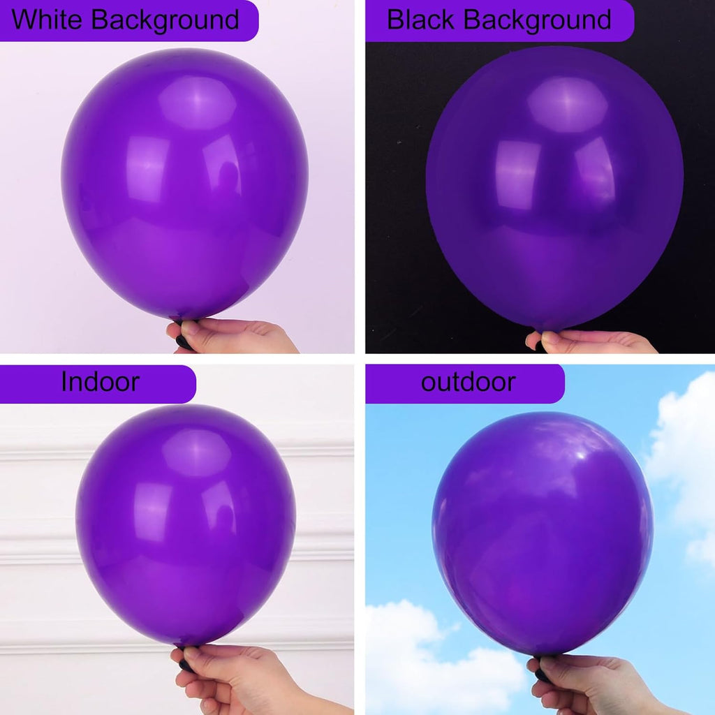 RUBFAC Dark Purple Balloons - 129-Piece Latex Balloon Garland Kit | 5-12 Inch for Weddings & Parties