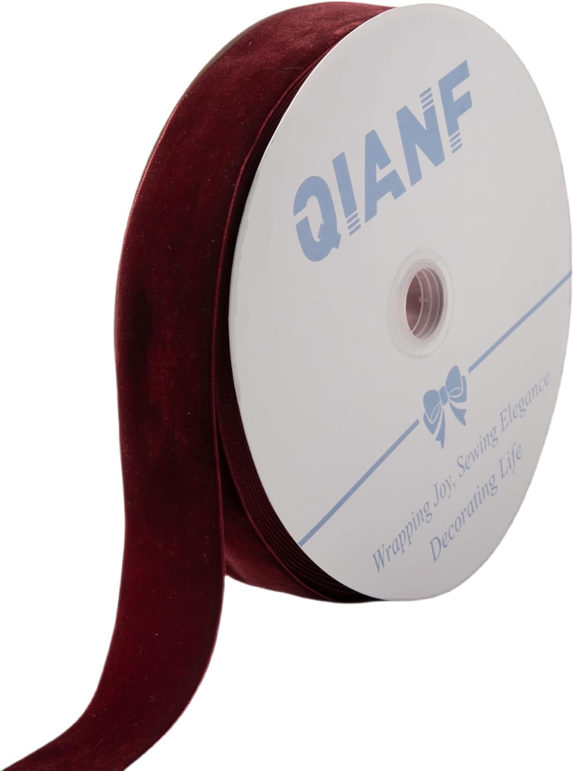 QIANF Velvet Ribbon - 1.5-Inch Wide, 25-Yard Spool in Elegant Burgundy for Crafting & Decor