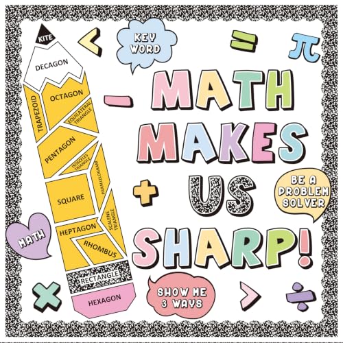 Math Makes Us Sharp Bulletin Board Decoration Set for Classroom Teachers