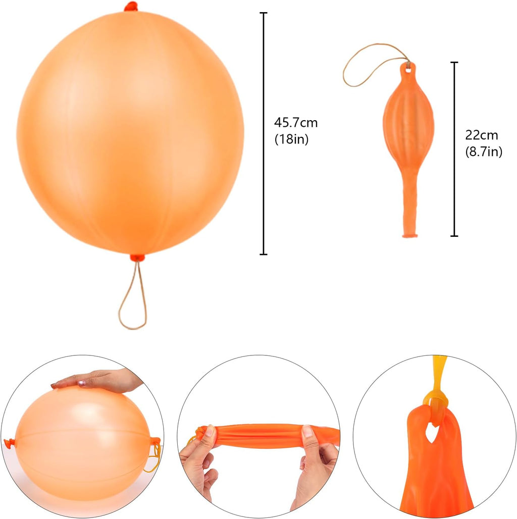 RUBFAC Punch Balloons - 36Pcs Heavy Duty Neon Party Balloons for Kids' Outdoor Fun & Goodie Bags