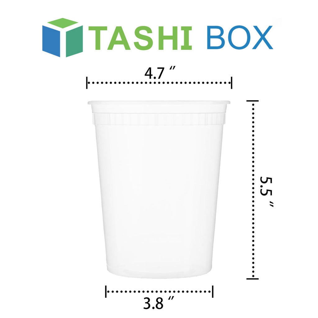 TashiBox 24 Sets 32 oz Plastic Deli Containers with Lids - Clear Airtight Food Storage & Meal Prep Containers, BPA Free, Stackable, Leakproof, Microwave & Freezer Safe
