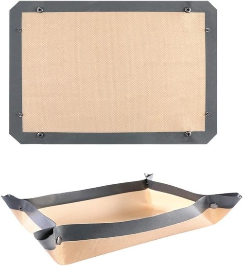 CANDeal Silicone Fiber Baking Mat - Non-Stick, Leakproof Oven Liner with Snap Corners | 16.5x11.6 Inch