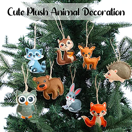 Woodland Animal Christmas Ornaments Set - Felt Forest Decor, 8 Pcs