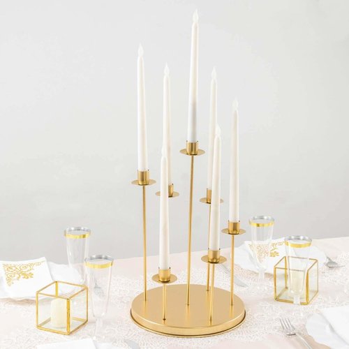 Efavormart 15" Tall Gold Metal Cluster Taper Candle Holder - Elegant Wedding Table Centerpiece