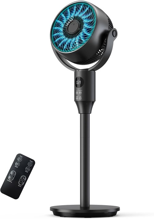 JYMIPA Oscillation Standing Fan - Whisper Quiet Pedestal Fan with 3 Modes & Remote | 24-42" Adjustable Height