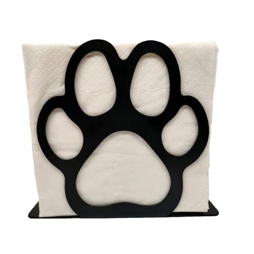 Cute Animal Footprint Iron Napkin Holder Black, Freestanding Tissue Dispenser Holder,Dog Paw Bear Claw Decor,Table Metal Napkin Holder for Home Kitchen Restaurant Picnic Party Wedding (Dog Paw)