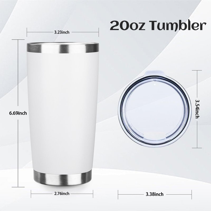 StarSpeed 20oz Tumbler Bulk with Lid, Stainless Steel Insulated Tumblers Double Wall Vacuum Insulated Travel Mug, Powder Coated Coffee Cups for Hot and Cold Drinks(White,8)