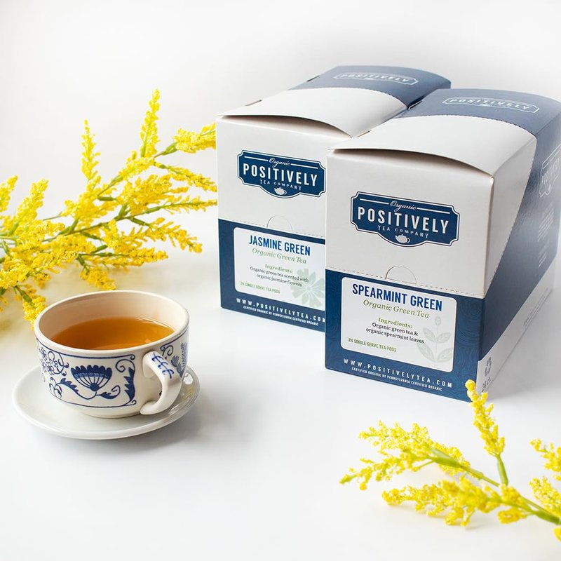 Organic Positively Tea Company, Spearmint Green Tea, K-Cup Compatible, 24 Pods
