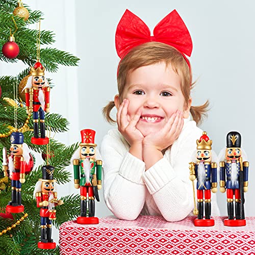 12-Piece Wooden Christmas Nutcracker Ornaments - Soldier Hanging Figures
