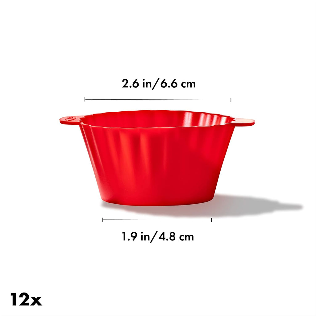 OXO Good Grips Silicone Baking Cups - Reusable, BPA-Free, Non-Stick | Pack of 12 Muffin & Cupcake Liners
