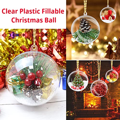 20PCS Clear Plastic Fillable Christmas Ornaments, 80mm Shatterproof DIY Craft Balls