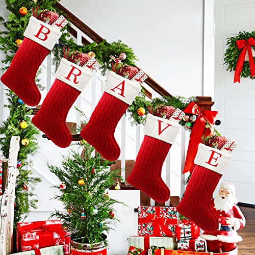 20-Inch Large Monogram Knit Christmas Stocking with Embroidered Initial