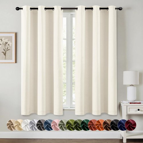 MIULEE Blackout Curtains - Thermal Insulated Room Darkening Drapes | 63-Inch Grommet Panels, Birch Color